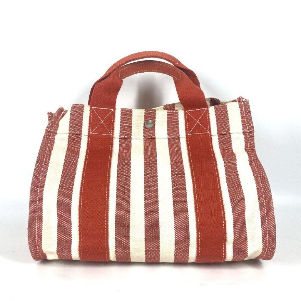Hermes Red And White Striped Shoulder Bag